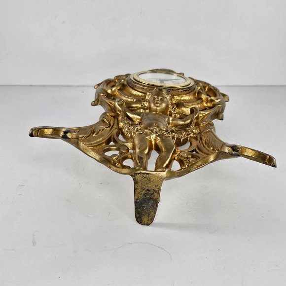 Antique Ornate Gold Mantel Clock Cherub Design Mercedes Germany Circa 1906 - Picture 11 of 14